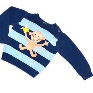 LaZoo Blue Monkey Sweater Boy 12mo
